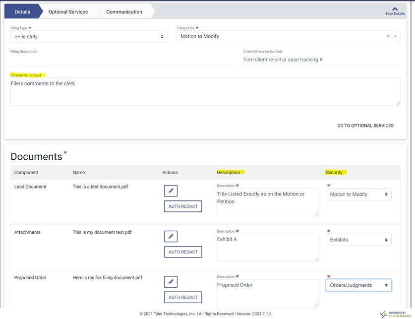 image showing correct way to prepare civil filing